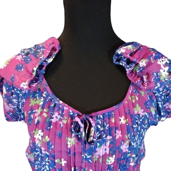 CHARTER Club Pleated Sheer Peasant Blouse - Picture 4 of 6